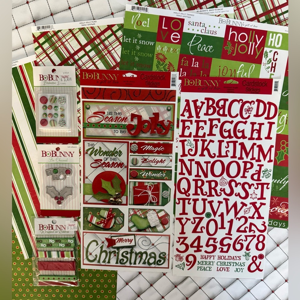 🆕🎄 BO BUNNY CHRISTMAS “TIS THE SEASON” CARDSTOCK STICKERS , PAPER & SUPPLIES SET